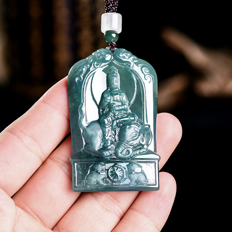 Luxury Gifts Jewelry & Watches Namfleg Mostar - Natural Burmese Jadeite Guanyin Pendant Necklace