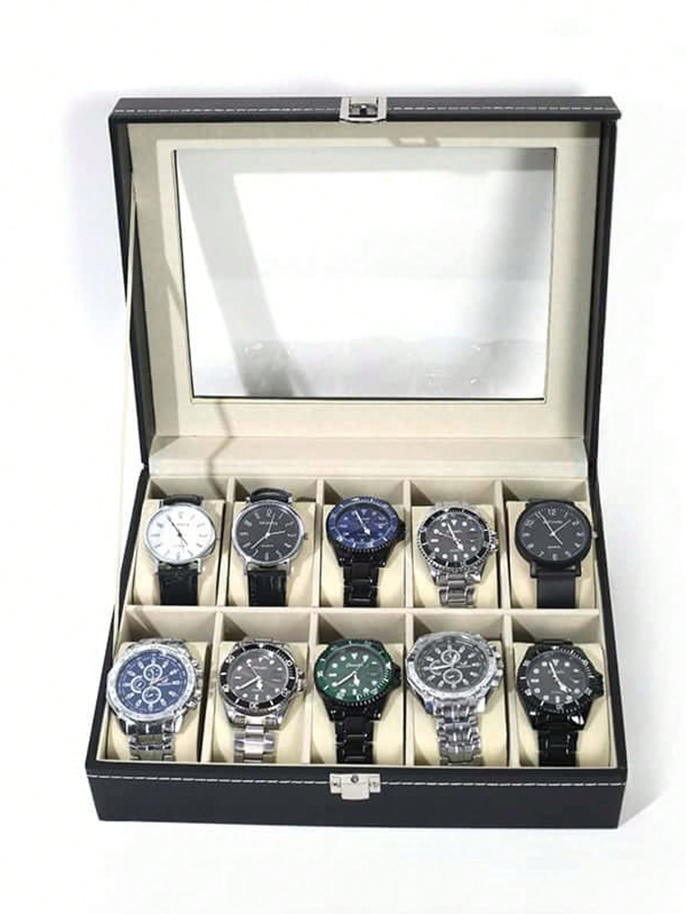 Watch Display Box - Leather Watch Box with Lock, Large