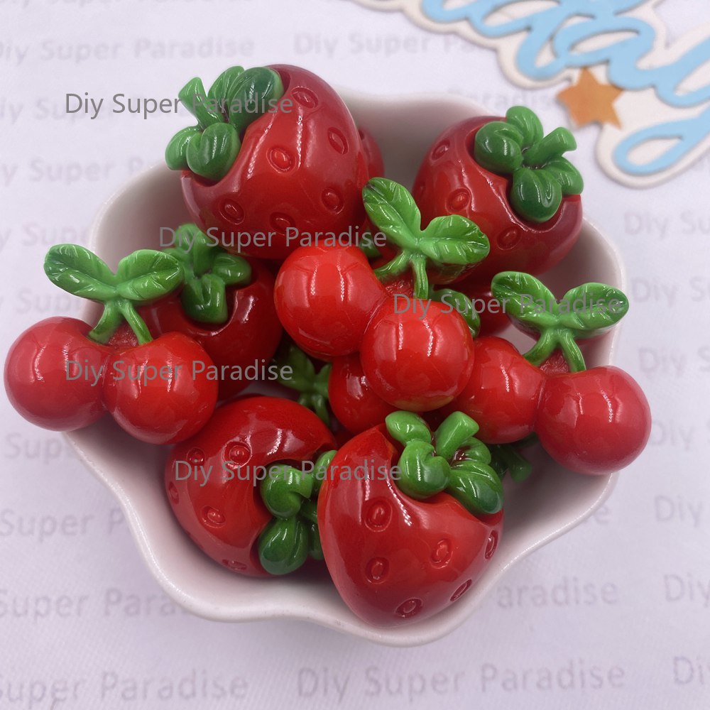 Paradise Jewelry & Watches Llc Photos - 8PCS Resin Kawaii Colorful Red Strawberry