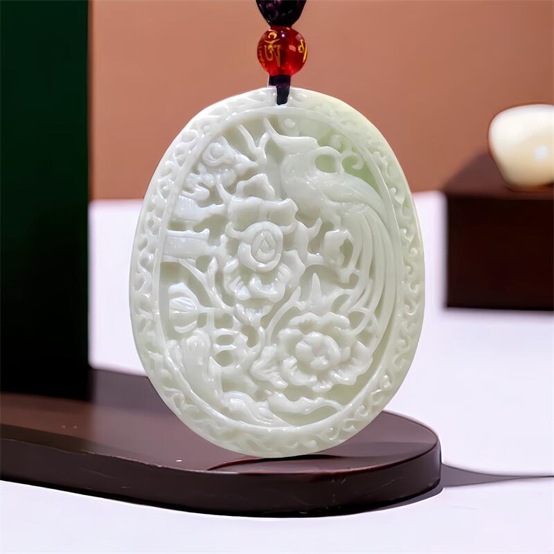 Luxury Gifts Jewelry & Watches Namfleg Mostar - White Natural Real Jade Flower Bird
