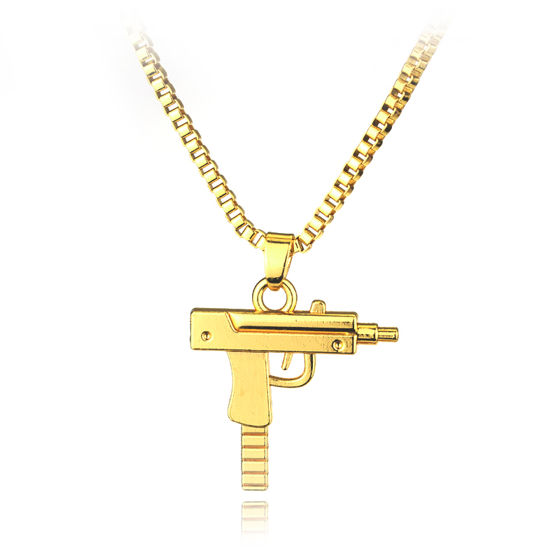 Hip Hop Chain Necklace - Trendy Uzi Gun Shaped Pendant Necklace