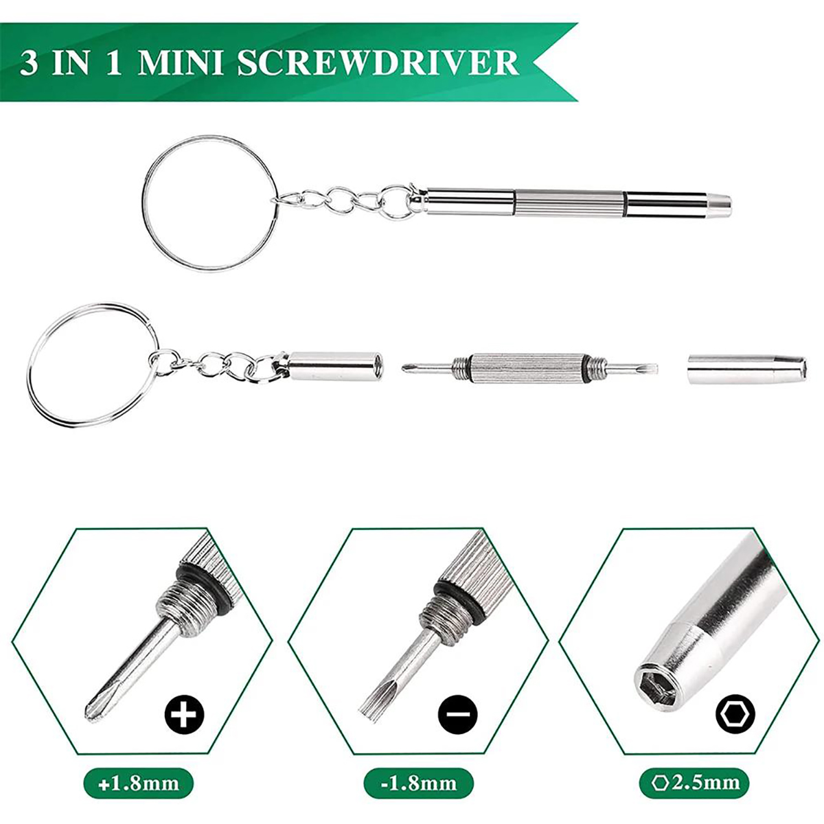 Watch Repair Tool Kit - 1/2/10pcs Mini 3 in1 Screwdriver Eyeglass