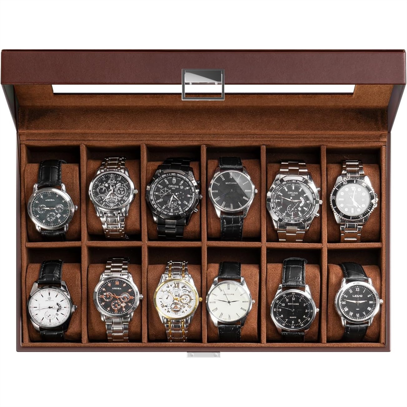 Watch Display Box - 12 Slot Watch Display Case with