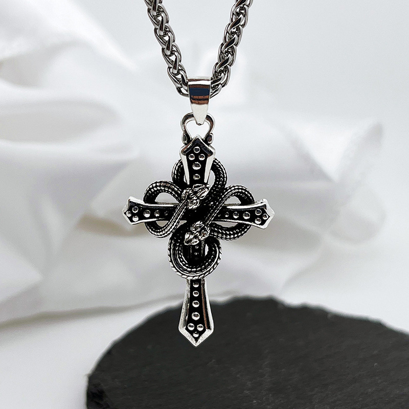 Hip Hop Chain Necklace - Vintage Two Tone Snake Wrapped Thorn