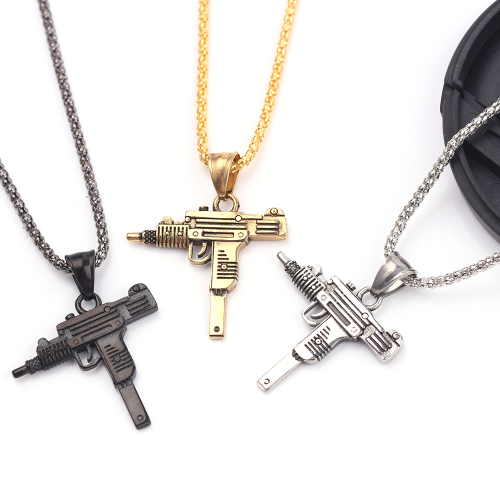 Punk Uzi Pistol Machine Gun Ne - Hip Hop Chain Necklace recension och pris