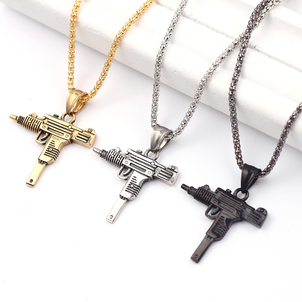 Punk Uzi Pistol Machine Gun Ne - Hip Hop Chain Necklace recension och pris