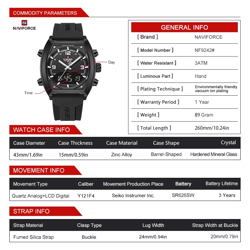 NAVIFORCE Men Dual Display Wat - Watch Display Box recension och pris