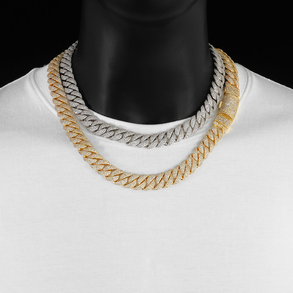 Iced out 14mm 3 Row Diamond Cu - Hip Hop Chain Necklace recension och pris