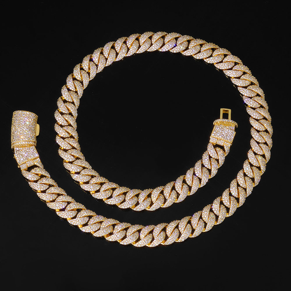 Iced out 14mm 3 Row Diamond Cu - Hip Hop Chain Necklace recension och pris