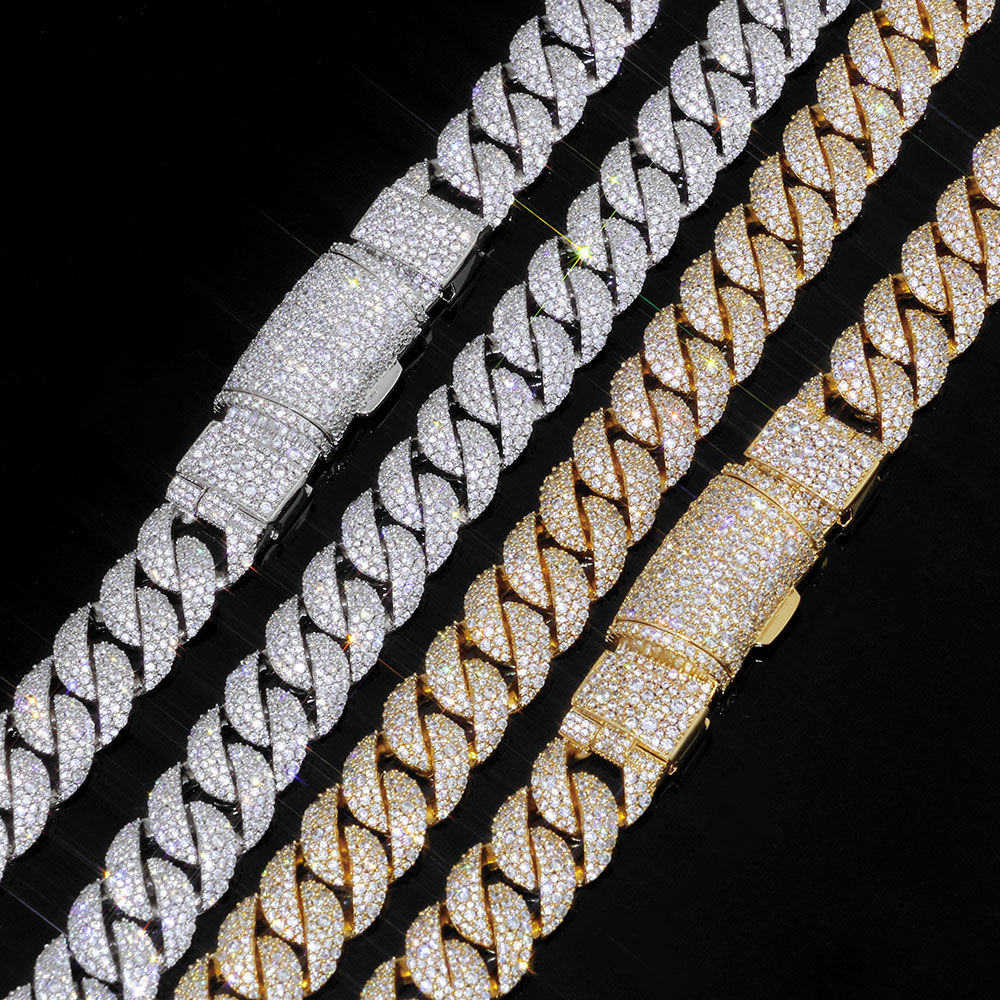 Iced out 14mm 3 Row Diamond Cu - Hip Hop Chain Necklace recension och pris