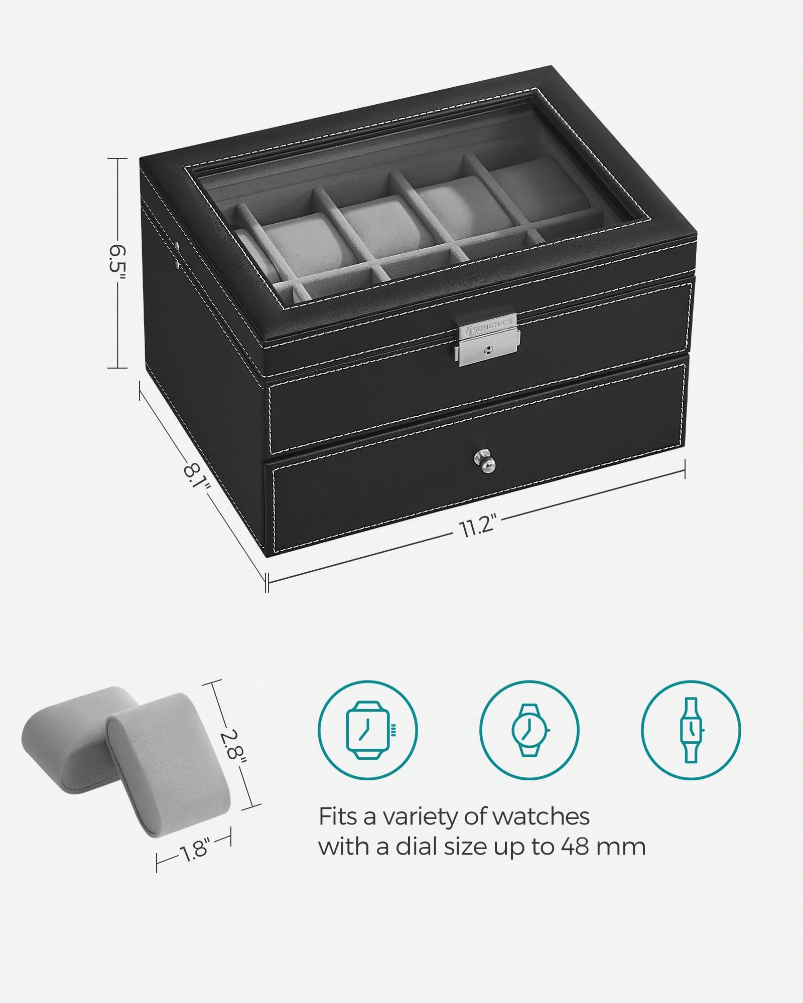 20-Slot Watch Box with Glass L - Watch Display Box recension och pris
