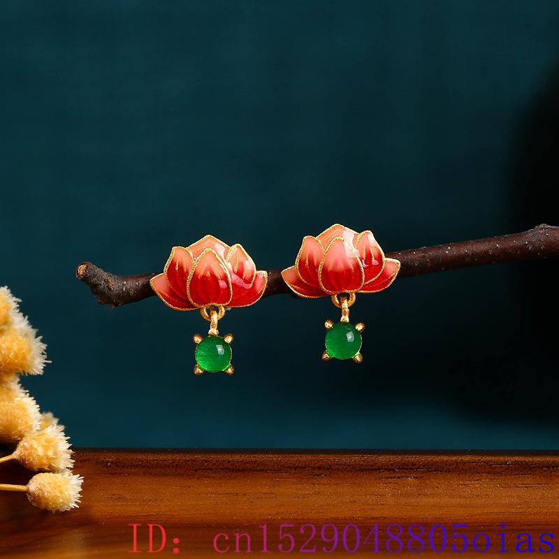 Green Real Jade Lotus Earrings - Luxury Gifts Jewelry & Watches Namfleg Mostar recension och pris