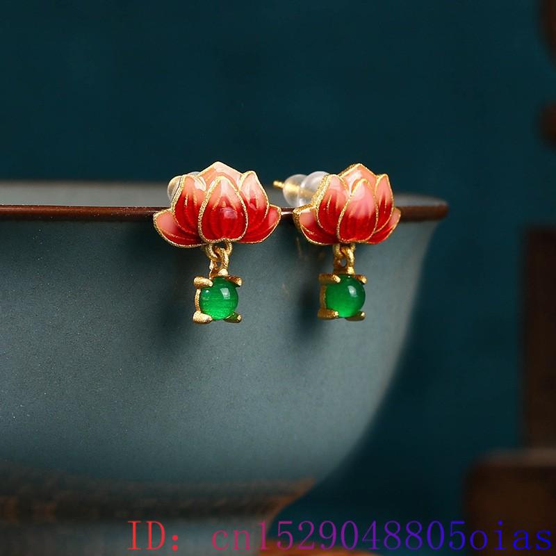 Green Real Jade Lotus Earrings - Luxury Gifts Jewelry & Watches Namfleg Mostar recension och pris
