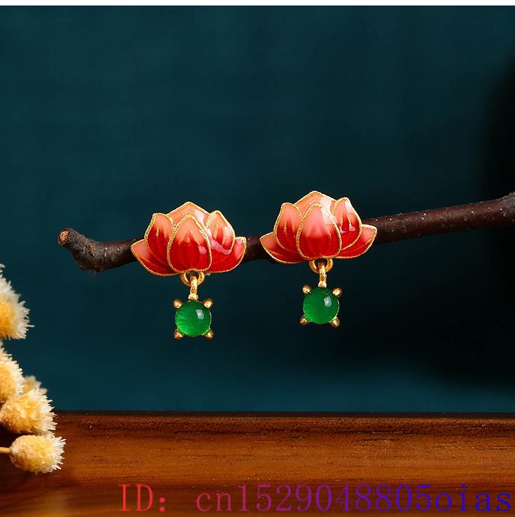 Green Real Jade Lotus Earrings - Luxury Gifts Jewelry & Watches Namfleg Mostar recension och pris