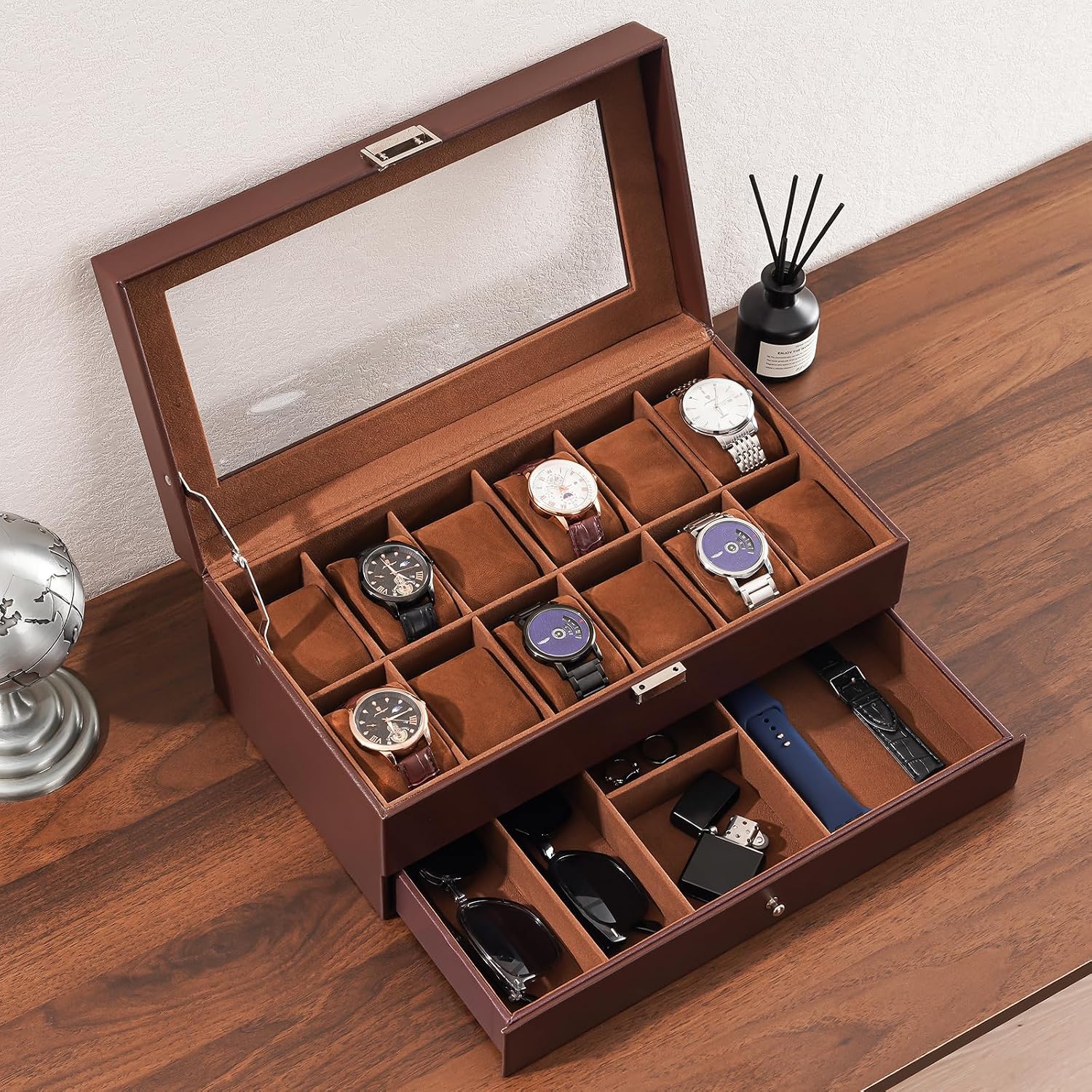 Watch Box with 12 Slots and Dr - Watch Display Box recension och pris