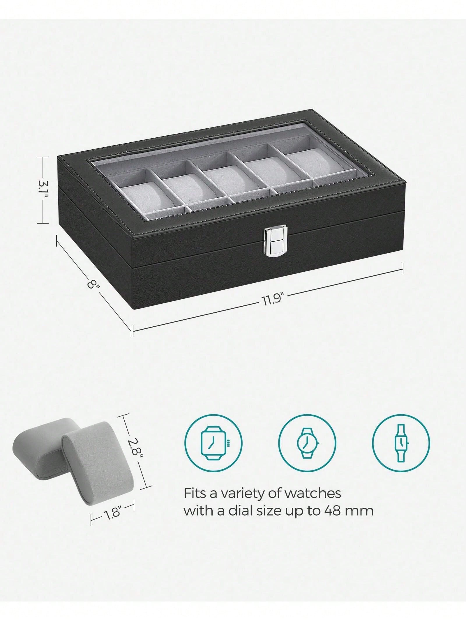 12-Slot Lockable Watch Box wit - Watch Display Box recension och pris