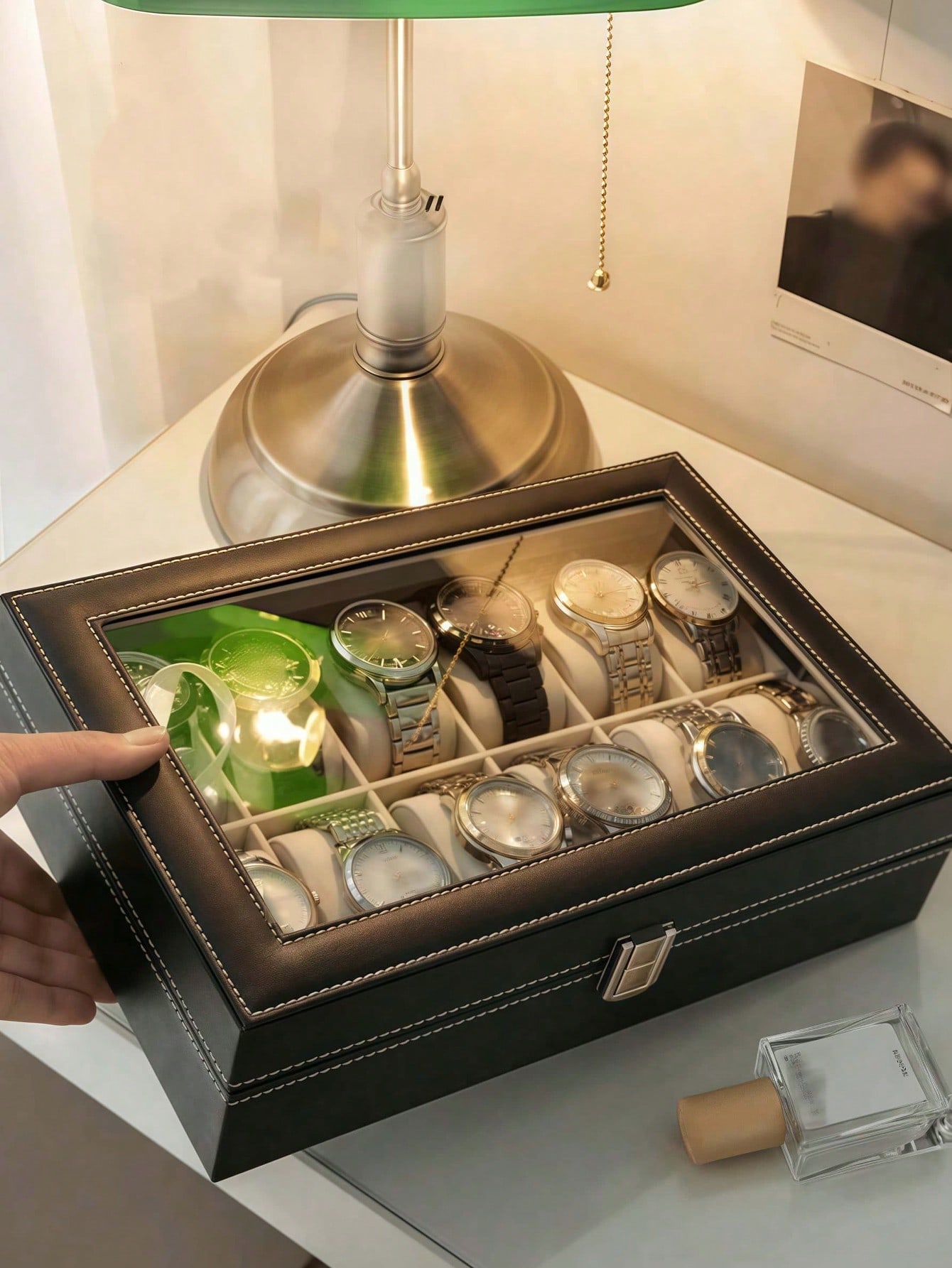 Leather Watch Box with Lock, L - Watch Display Box recension och pris