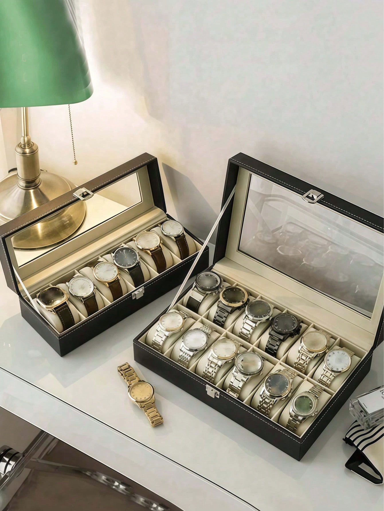Leather Watch Box with Lock, L - Watch Display Box recension och pris