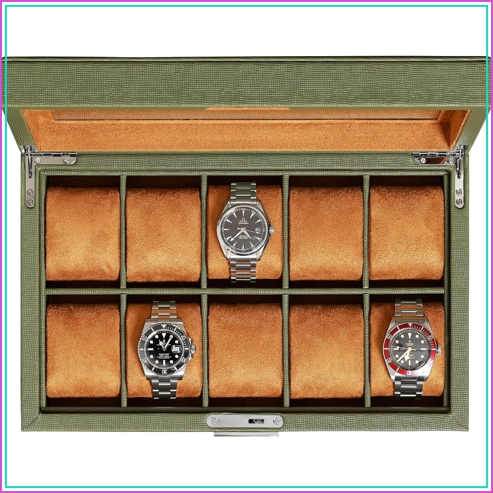 10 Slot Leather Watch Box with - Watch Display Box recension och pris