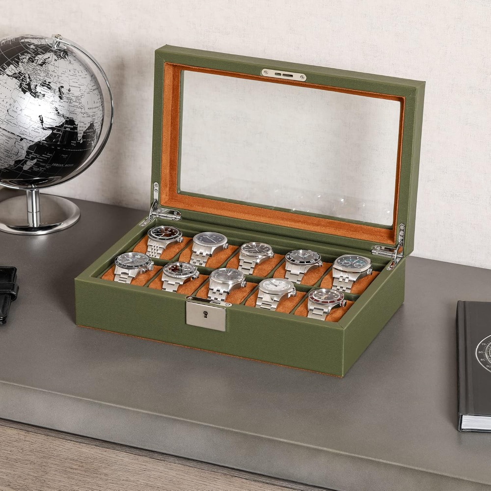10 Slot Leather Watch Box with - Watch Display Box recension och pris