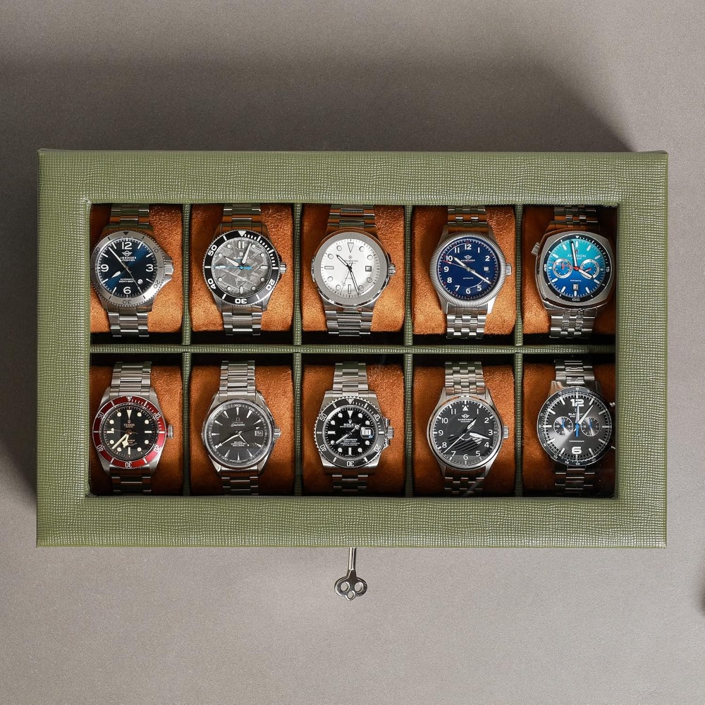 10 Slot Leather Watch Box with - Watch Display Box recension och pris