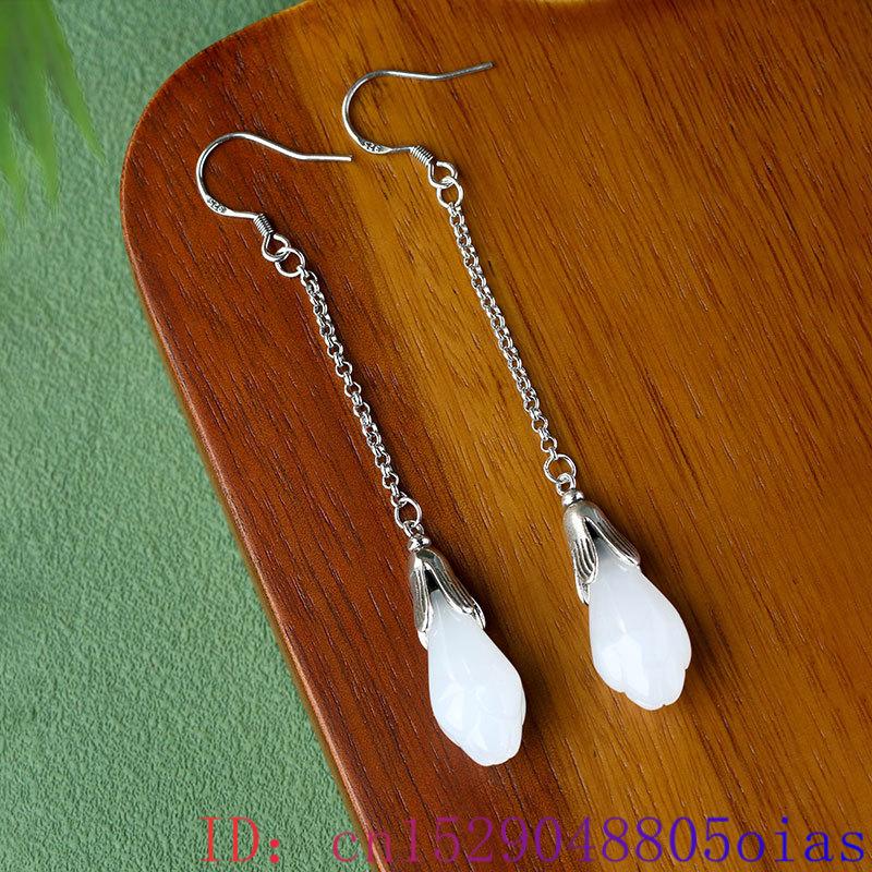 White Real Jade Flower Earring - Luxury Gifts Jewelry & Watches Namfleg Mostar recension och pris