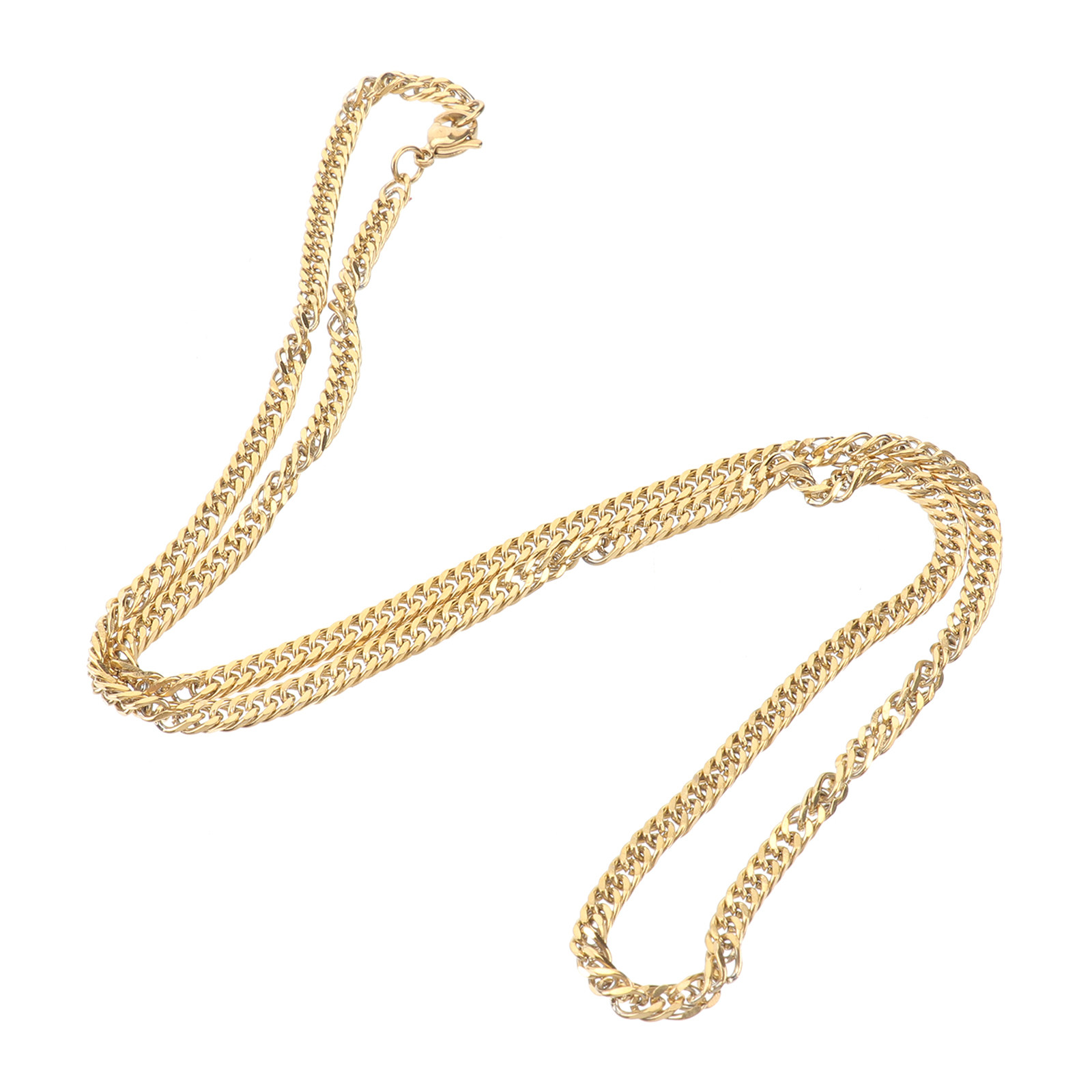 1Pcs Golden Double Buckle Chai - Hip Hop Chain Necklace recension och pris